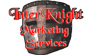 Logo of InterKnight Marketing Services.. A Knights Helmet.. The wisdom of survival.